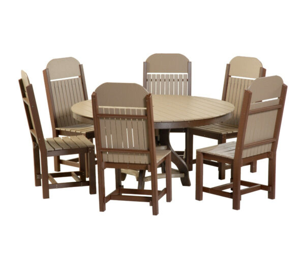Round Patio Set (Weatherwood & Brown)