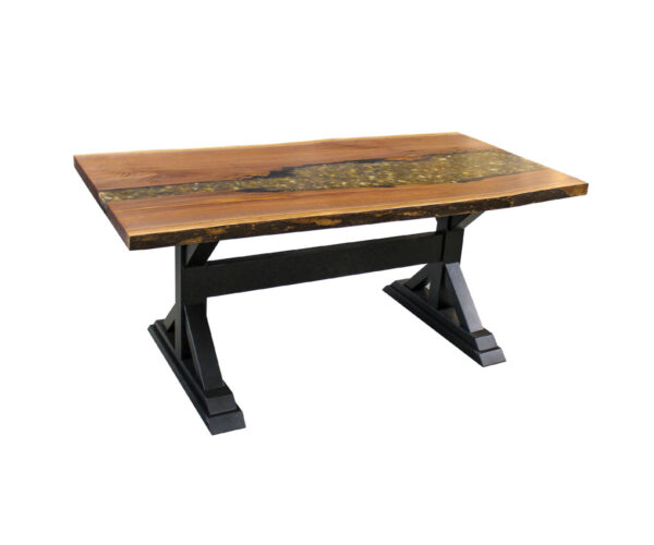 Walnut River Table with River Stones