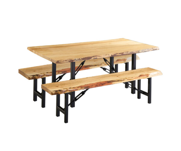 Wormy Maple Dining Table & Bench