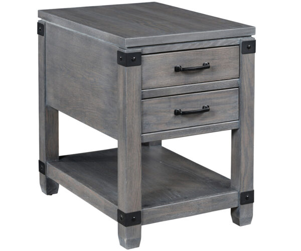 Antigo End Table with Metal Brackets