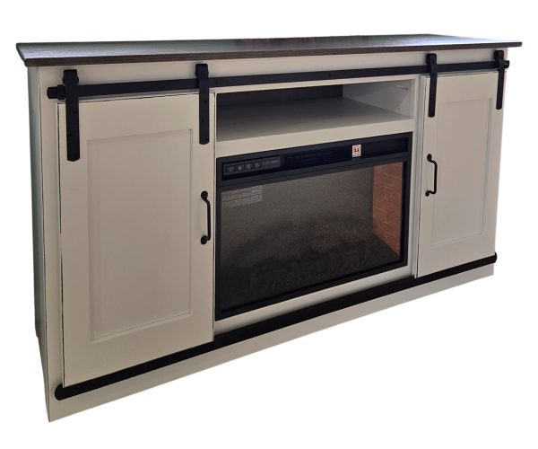 60" Barn Door TV Stand With Fireplace Insert